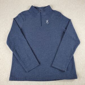 Browning Men's Fleece Pullover 1/4 Zip Jacket Large Blue Casual Outdoor Activity